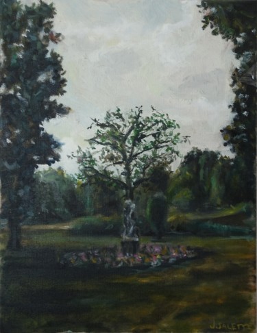 Painting titled "Le jardin du ranela…" by Julien Salette, Original Artwork, Oil Mounted on Wood Stretcher frame