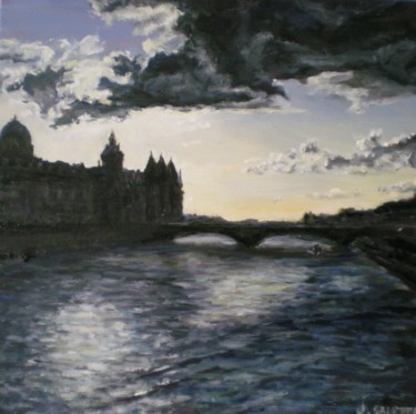 Painting titled "La conciergerie - P…" by Julien Salette, Original Artwork, Oil Mounted on Wood Stretcher frame