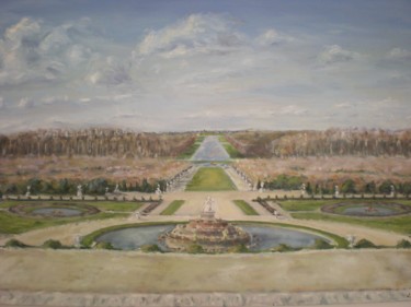Peinture intitulée "Vue des jardins de…" par Julien Salette, Œuvre d'art originale, Huile Monté sur Châssis en bois