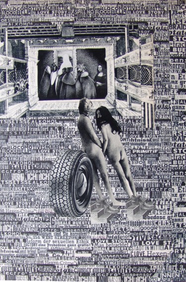 Collages titled "Mona Lisa with tire" by Jaroslav Seibert, Original Artwork