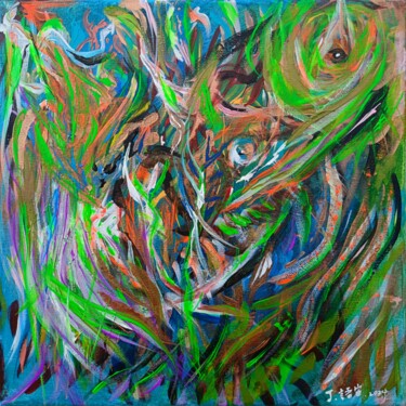 Schilderij getiteld "Angel" door J.U., Origineel Kunstwerk, Acryl