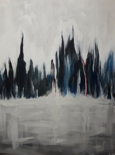 Картина под названием "mountaintops" - J Van Ginneken, Подлинное произведение искусства, Акрил