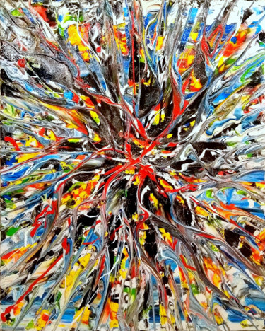 Schilderij getiteld "Wild Colors" door Marcel Van Vliet, Origineel Kunstwerk, Acryl Gemonteerd op Houten paneel