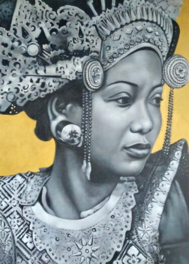 Painting titled "Beauty in Tradition…" by J. Woko, Original Artwork, Acrylic