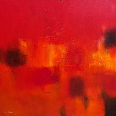 Painting titled "The Red City" by J. Woko, Original Artwork, Acrylic