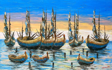 Pintura intitulada "Anchored Dreams #2" por J. Woko, Obras de arte originais, Acrílico