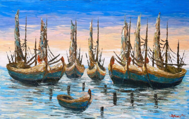 Pintura intitulada "Anchored Dream" por J. Woko, Obras de arte originais, Acrílico