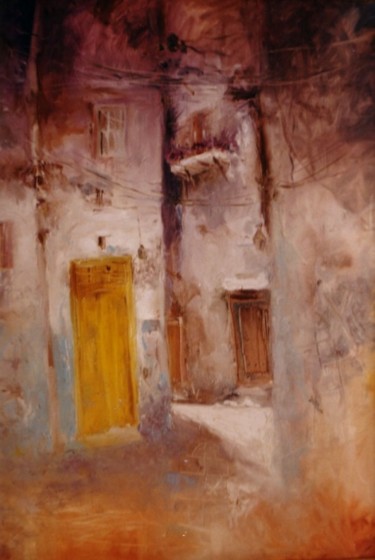 Peinture intitulée "Rue a Tetouan" par Jaamati, Œuvre d'art originale