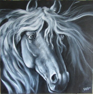 Painting titled "The Horse" by Jaap Hoogendijk, Original Artwork, Acrylic Mounted on Wood Stretcher frame