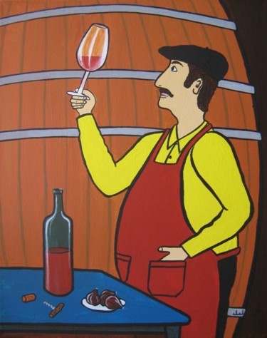 Peinture intitulée "In vino : veritas !" par Jean Louis Jabalé, Œuvre d'art originale
