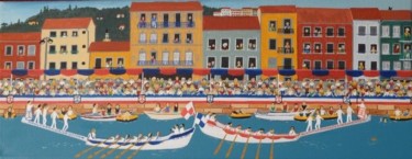 Peinture intitulée "joutes à Sète" par Jean Louis Jabalé, Œuvre d'art originale
