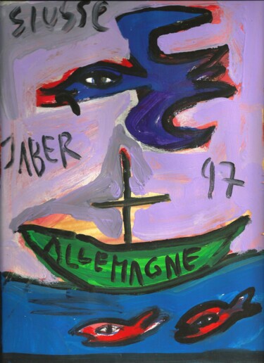 Peinture intitulée "jaber-97-barque-all…" par Jaber, Œuvre d'art originale, Gouache