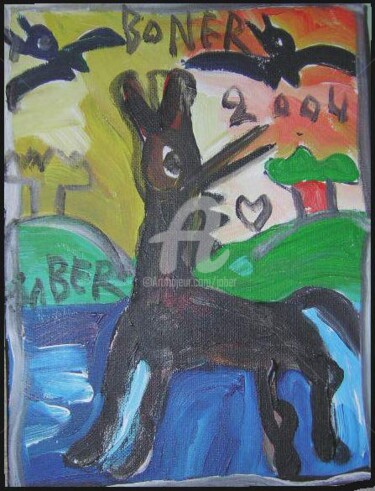 Peinture intitulée "Ane Noir" par Monsieur Jaber, Œuvre d'art originale