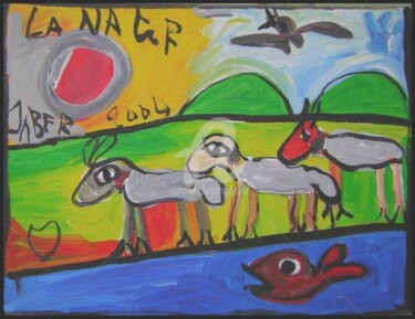 Peinture intitulée "Les Trois Moutons" par Monsieur Jaber, Œuvre d'art originale