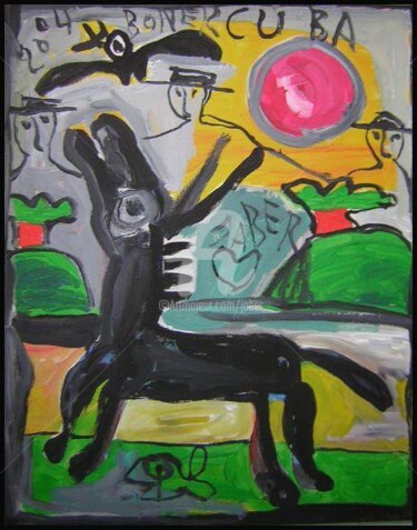 Peinture intitulée "L'Ane Noir" par Monsieur Jaber, Œuvre d'art originale