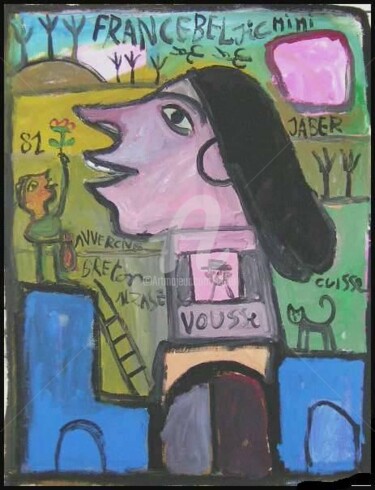 Peinture intitulée "Mitterand rend Homm…" par Monsieur Jaber, Œuvre d'art originale, Autre