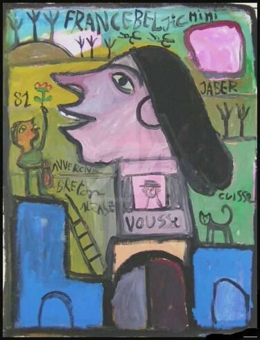 Painting titled "Mitterand rend Homm…" by Monsieur Jaber, Original Artwork, Other