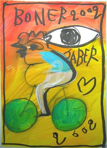 Painting titled "cycliste" by Monsieur Jaber, Original Artwork