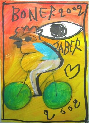 Painting titled "cycliste" by Monsieur Jaber, Original Artwork