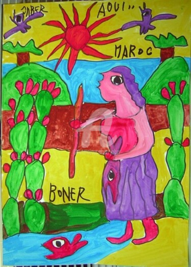 Peinture intitulée "La ceuillet de figu…" par Monsieur Jaber, Œuvre d'art originale