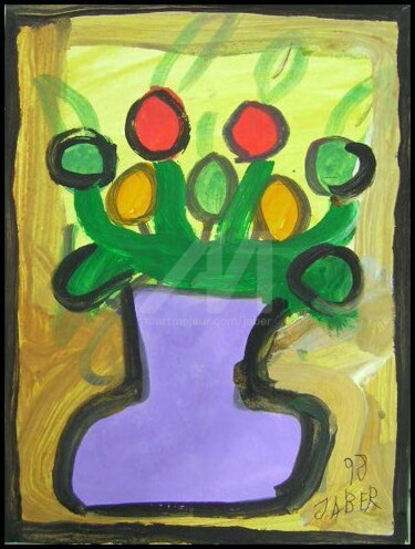 Painting titled "Le bouquet" by Monsieur Jaber, Original Artwork