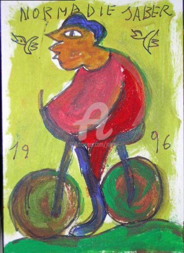 Peinture intitulée "le cycliste" par Monsieur Jaber, Œuvre d'art originale
