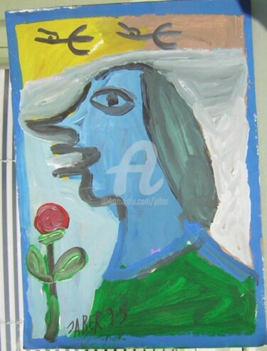 Peinture intitulée "Femme bleue" par Monsieur Jaber, Œuvre d'art originale