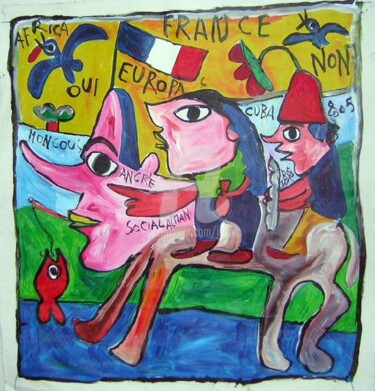 Peinture intitulée "Merkel montre le ch…" par Monsieur Jaber, Œuvre d'art originale