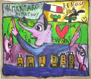 Peinture intitulée "Le coeur de l'Europe" par Monsieur Jaber, Œuvre d'art originale
