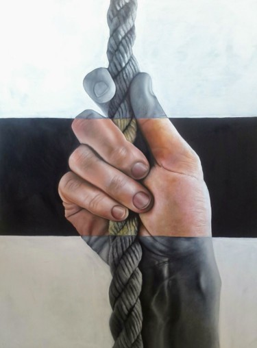 Painting titled "mano 002" by Jesus Carrizal, Original Artwork, Oil