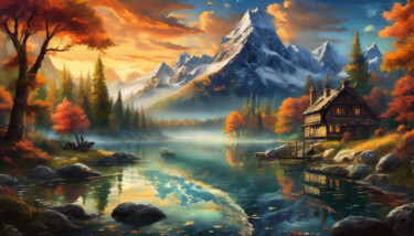 Digital Arts titled ""Tranquil Vistas: A…" by Jacek Dudziński, Original Artwork, Digital Painting