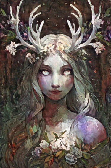 Artes digitais intitulada "Spring Dryad" por Jacey-Lee Bushell, Obras de arte originais, Imagem gerada por IA