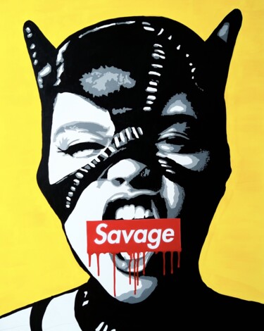 Картина под названием "Savage" - Jack Andriano, Подлинное произведение искусства, Акрил Установлен на Деревянная рама для но…