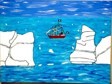 Картина под названием "Navire en Mer de we…" - Jack Gomez, Подлинное произведение искусства, Акрил