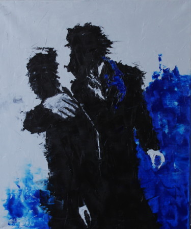 Malerei mit dem Titel "Kiss" von Jacek Gaczkowski, Original-Kunstwerk, Öl