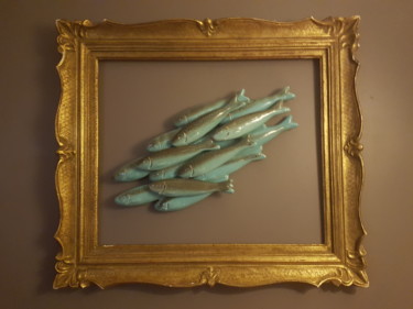 Escultura titulada "poisson-cadre" por Jacques Veinante (jackart), Obra de arte original, Cerámica