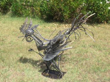 Sculpture intitulée "le coq" par Jacques Veinante (jackart), Œuvre d'art originale, Métaux