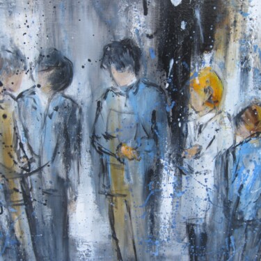 Painting titled "Conciliabules" by Jackie G., Original Artwork, Oil Mounted on Cardboard