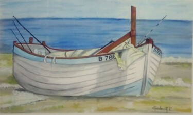 Painting titled "BARQUE" by Jackie Godenir, Original Artwork, Watercolor
