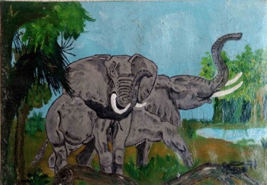 Painting titled "AFRICA" by Jackie Godenir, Original Artwork, Oil