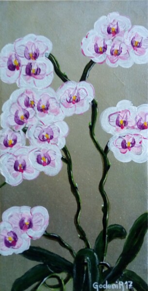 Painting titled "ORCHIDÉES" by Jackie Godenir, Original Artwork, Acrylic