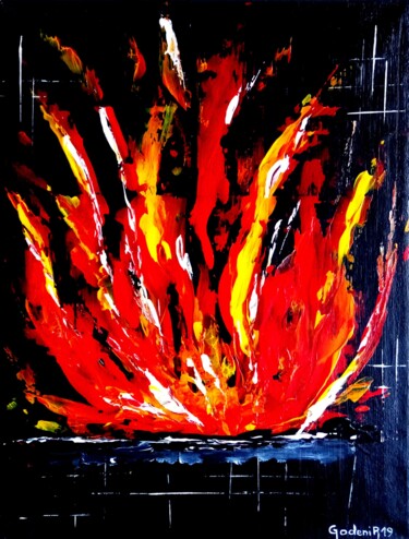 Schilderij getiteld "LA COLÈRE DES GILET…" door Jackie Godenir, Origineel Kunstwerk, Acryl