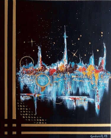 Painting titled "GLACE NOCTURNE" by Jackie Godenir, Original Artwork, Acrylic