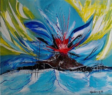 Painting titled "ERUPTION" by Jackie Godenir, Original Artwork, Acrylic