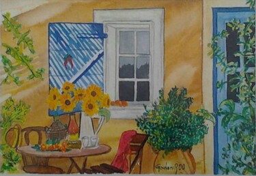 Painting titled "PROVENCE" by Jackie Godenir, Original Artwork, Watercolor Mounted on Cardboard