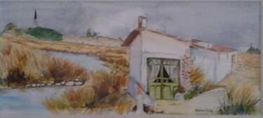 Painting titled "MARÉCAGE" by Jackie Godenir, Original Artwork, Watercolor Mounted on Cardboard