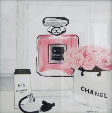 Pintura titulada "CHANEL2" por Jackie Godenir, Obra de arte original, Acuarela Montado en Cartulina