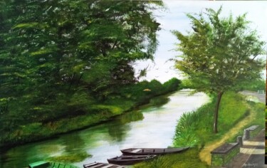 Pintura intitulada "Les Barques à Magné" por Jackie Godenir, Obras de arte originais, Acrílico