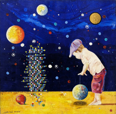 Peinture intitulée "Enfant des Étoiles" par Jackie-Marc Laurent, Œuvre d'art originale, Acrylique Monté sur Châssis en bois