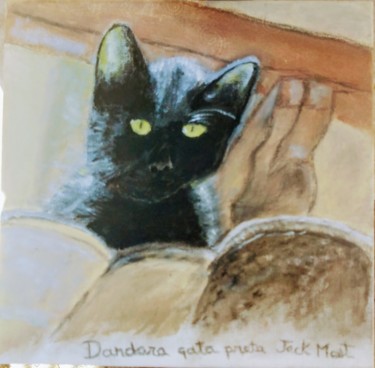 Dandfara petite chatte noire Art textile intitulée "Dandfara petite cha…" par Jack Mast, Œuvre d'art originale, Huile